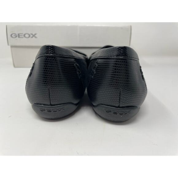 Geox Charlene Black Goat Suede Leather Slip On Flat Loafers Size 38 - Picture 7 of 8